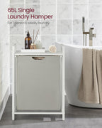VASAGLE Laundry Hamper, Laundry Basket, Laundry Sorter with A Pull-Out and Removable Bag, Shelf, Metal Frame, 17.2 Gallons (65 L), 19.7 x 13 x 28.4 Inches, Cream White and Cloud White UBLH101W01