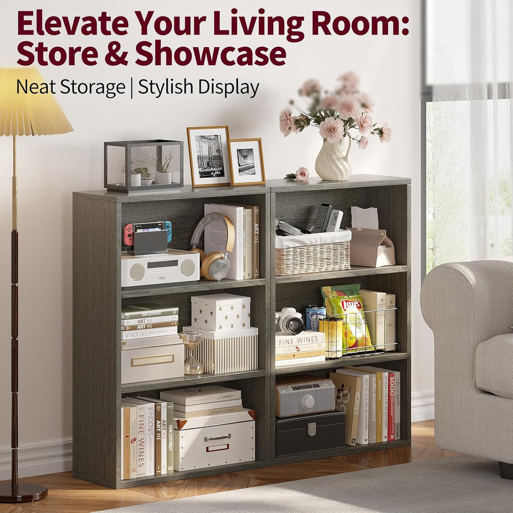 ALISENED 3-Tier Bookshelf, 23.6 × 9.4 × 35.2in, Small Bookshelf