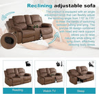 Recliner Sofa Set Couches for Living Room Chair Pineapple Velvet Fabric Living Room Furniture Sets, Adjusted Loveseat Reclining Couch Furniture Sofa Set for Theater Seating, Brown