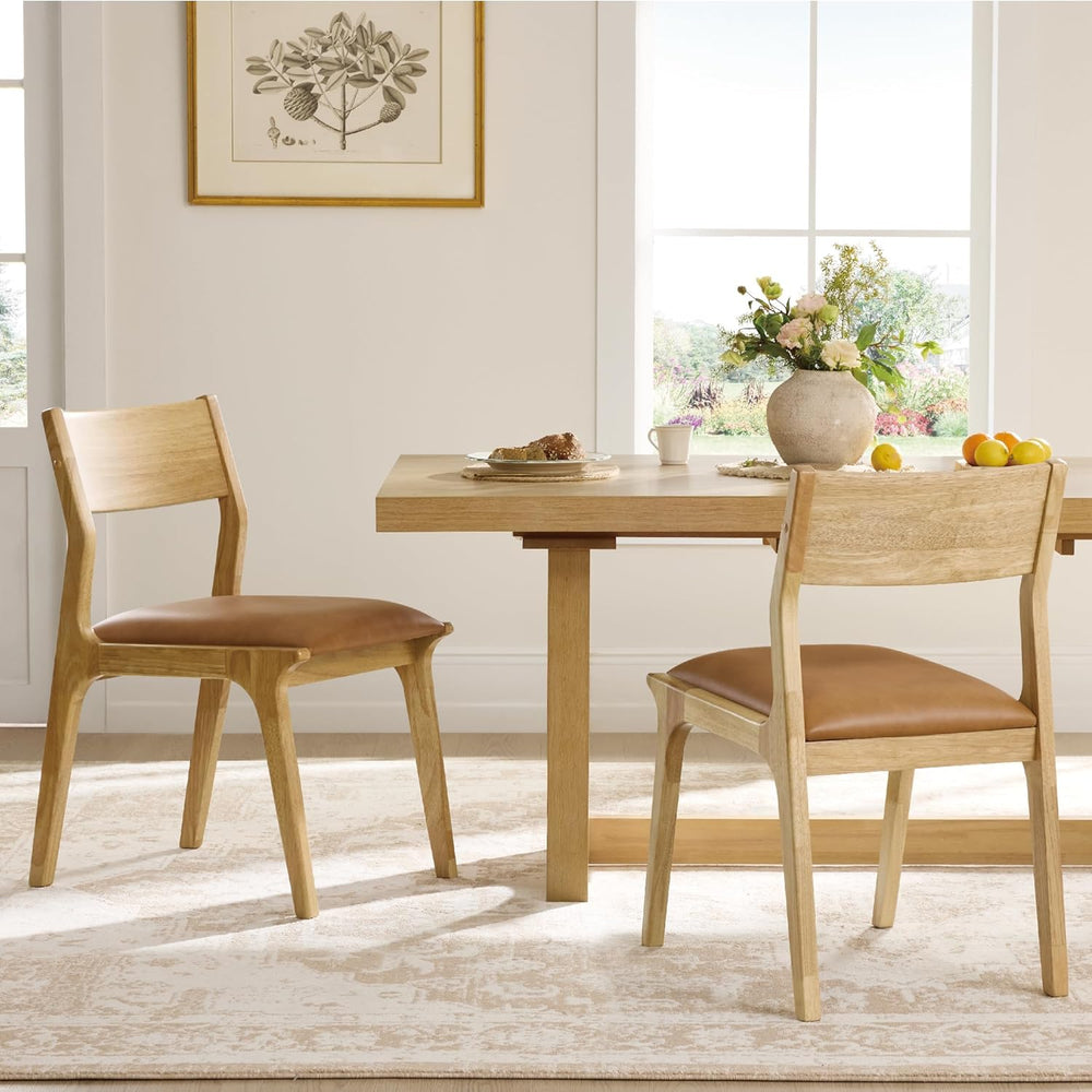 Watson & Whitely Wood Dining Chairs Set of 2, Modern Leather Upholstered ...