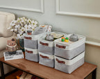 DECOMOMO Small Storage Basket, Closet Storage Bins, Baskets for Organizing Shelves (Grey & White, Small - 6 Pack)