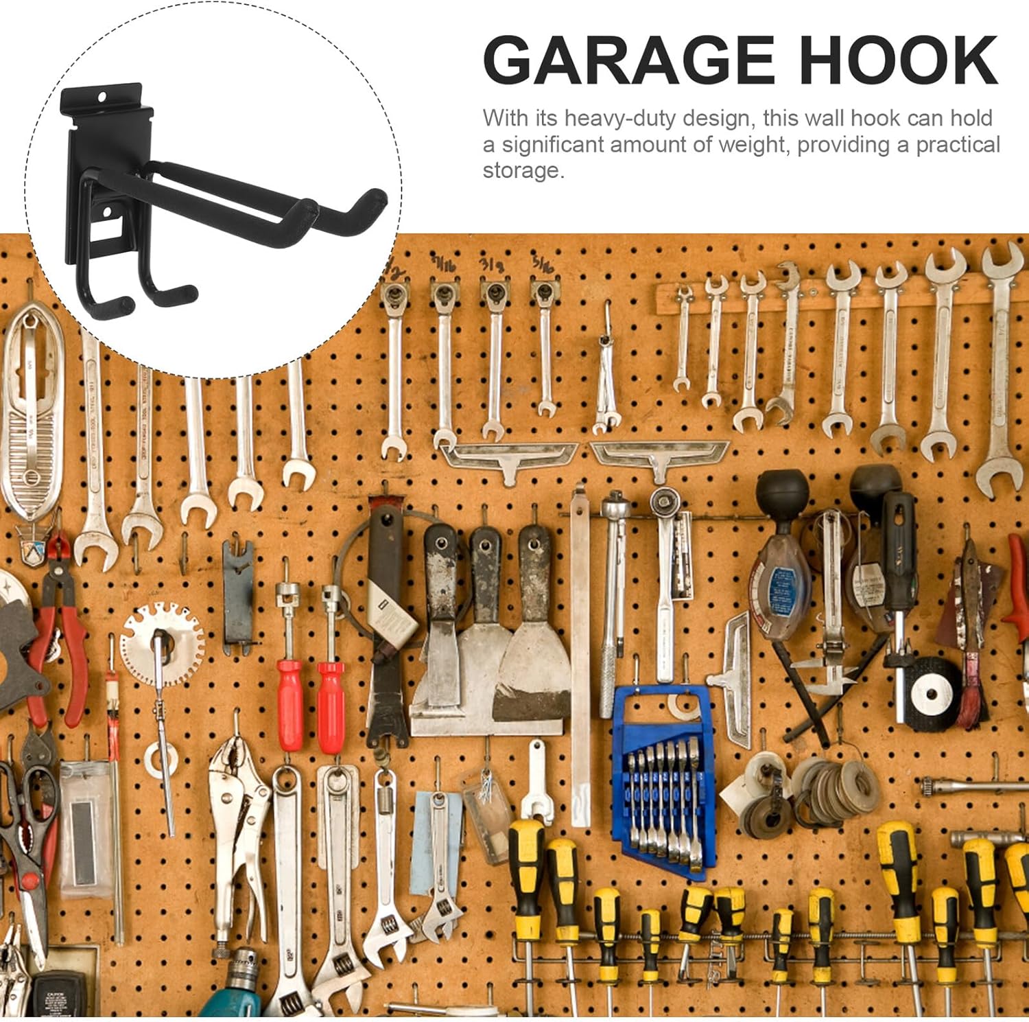 Heavy Duty Garage Storage Hook for Tools and Ladders Sturdy Wall Mount Utility Hanger for Bikes Garden Hoses Brooms and Shovels Multipurpose Organizer