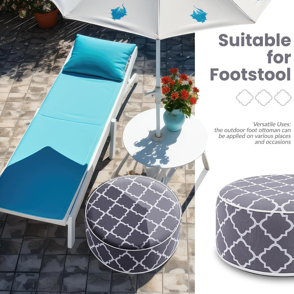 Juexica 2 Pack Inflatable Outdoor Ottoman Pouf Waterproof Round Footrest with...