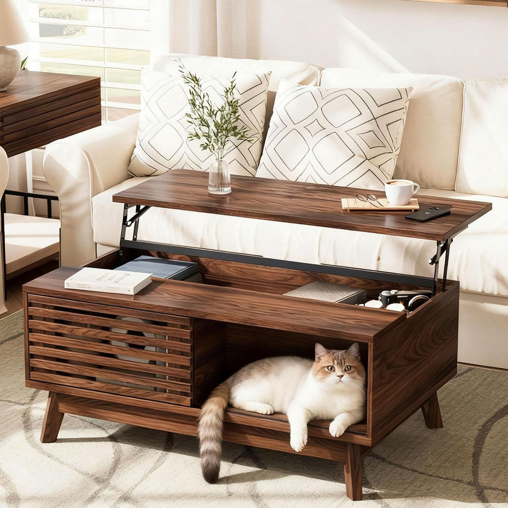 HAIOOU Lift Top Coffee Table with Storage for Living Room 35.4" Walnut