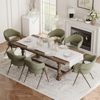 COLAMY Dining Chairs Set of 6, Modern Fabric Upholstered Dining Room Kitchen Side Chairs with Iron Legs, Open Back and Padded Seat, for Living Room/Restaurant/Cafe, Green