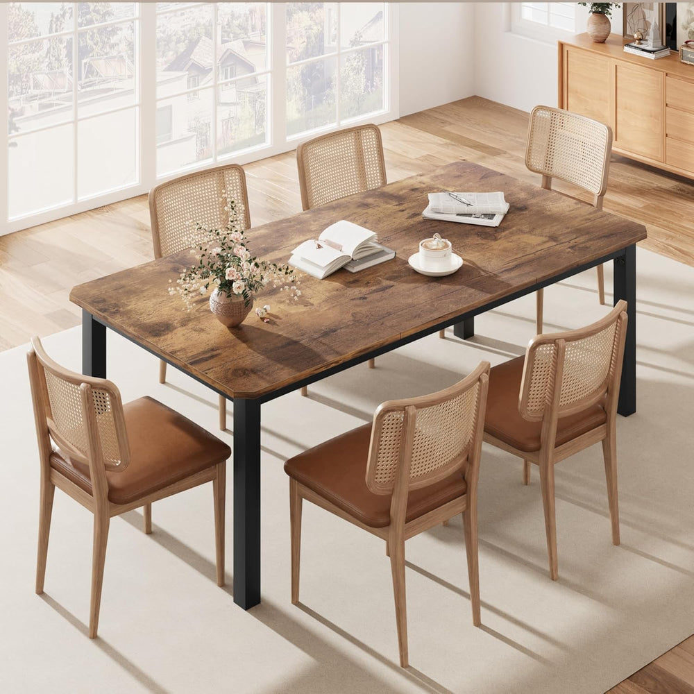 IDEALHOUSE 78.7" Long Rectangle Dining Table for 6-8 People, Industrial ...