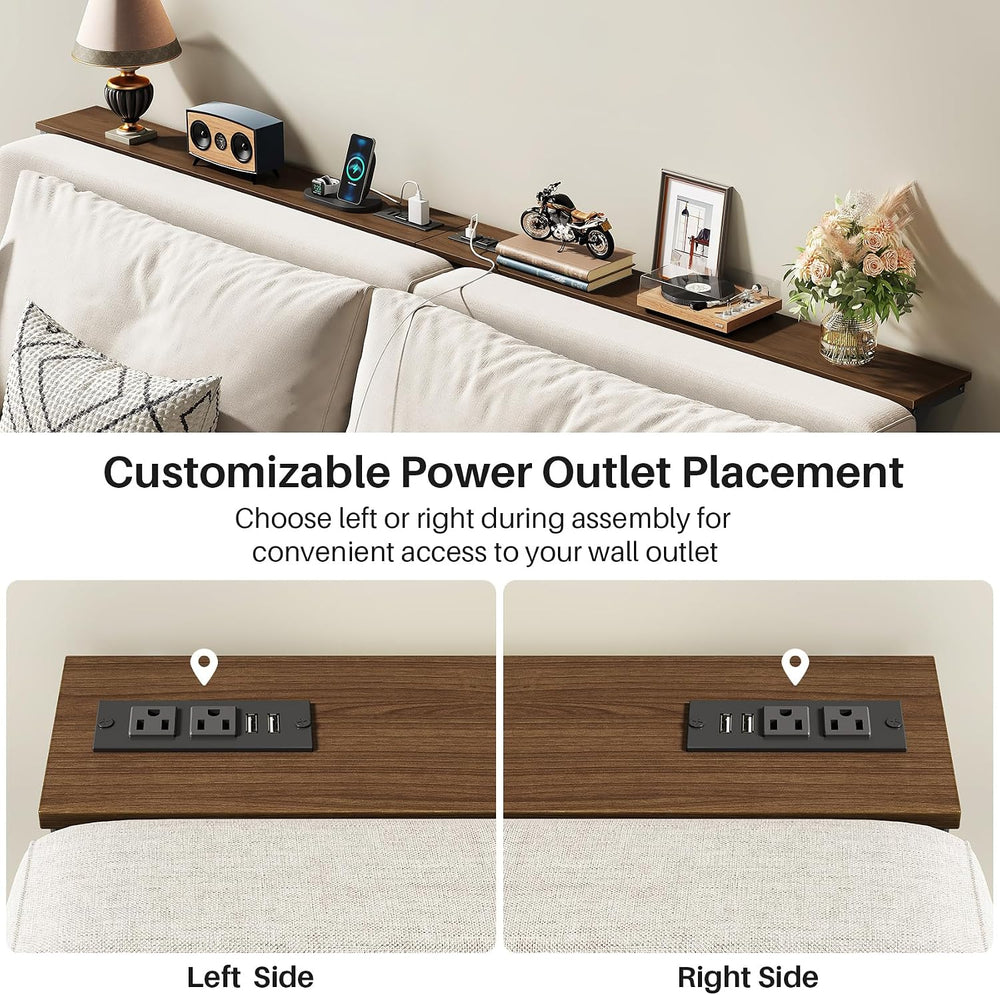 Kitstorack Narrow Sofa Table with Charging Station, 78.8" Behind Couch T...