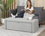 Homebeez 48" Storage Ottoman Bench with Side Opening, Large Storage Bench for Bedroom End of Bed, No Assembly Ottoman Foot Rest, Upholstered Entryway Bench for Living Room, Light Gray