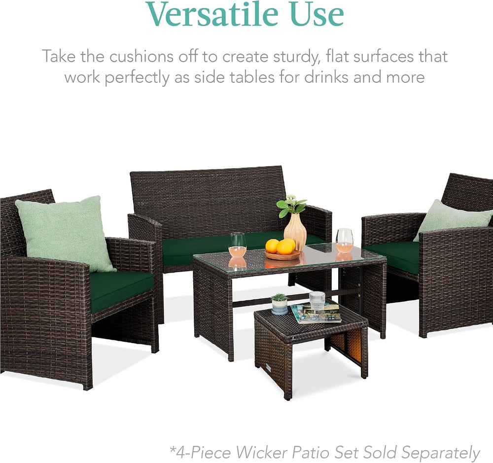 Best Choice Products Set of 2 Wicker Ottomans, Multipurpose Outdoor Furniture...