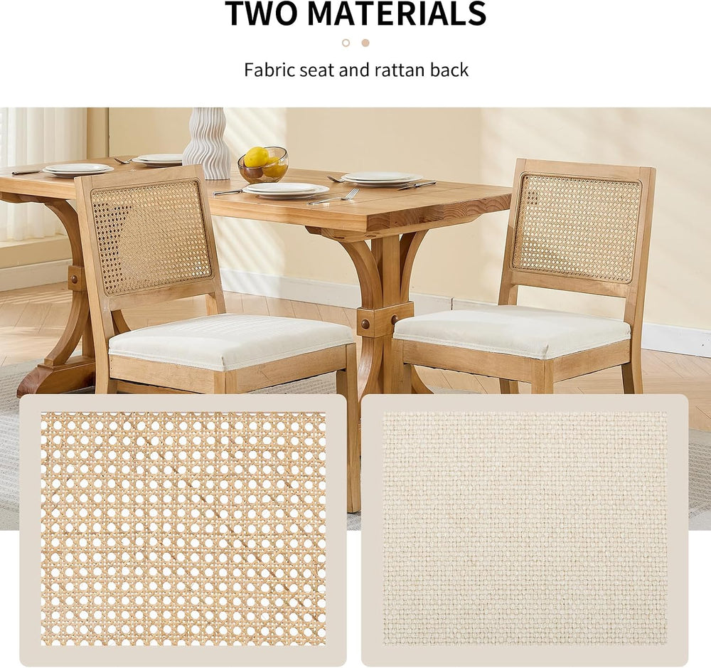 Vintage French Country Dining Chairs Set of 6, Rattan Dining Chairs with a Lo...