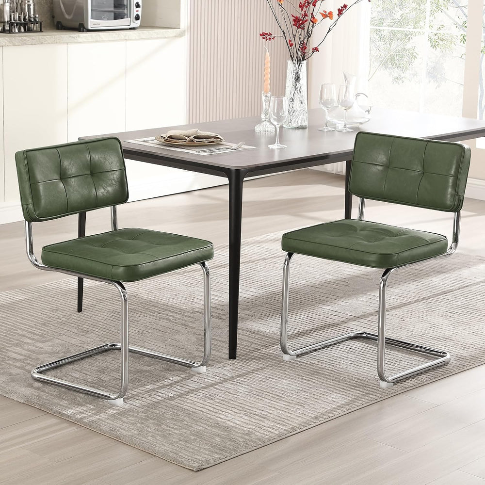 Zesthouse Faux Leather Dining Chairs Set of 6, Industrial Metal Chairs with S...