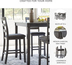 Signature Design by Ashley Bridson 5 Piece Dining Room Set, Includes Table & 4 Ladderback Barstools, Wood, Gray