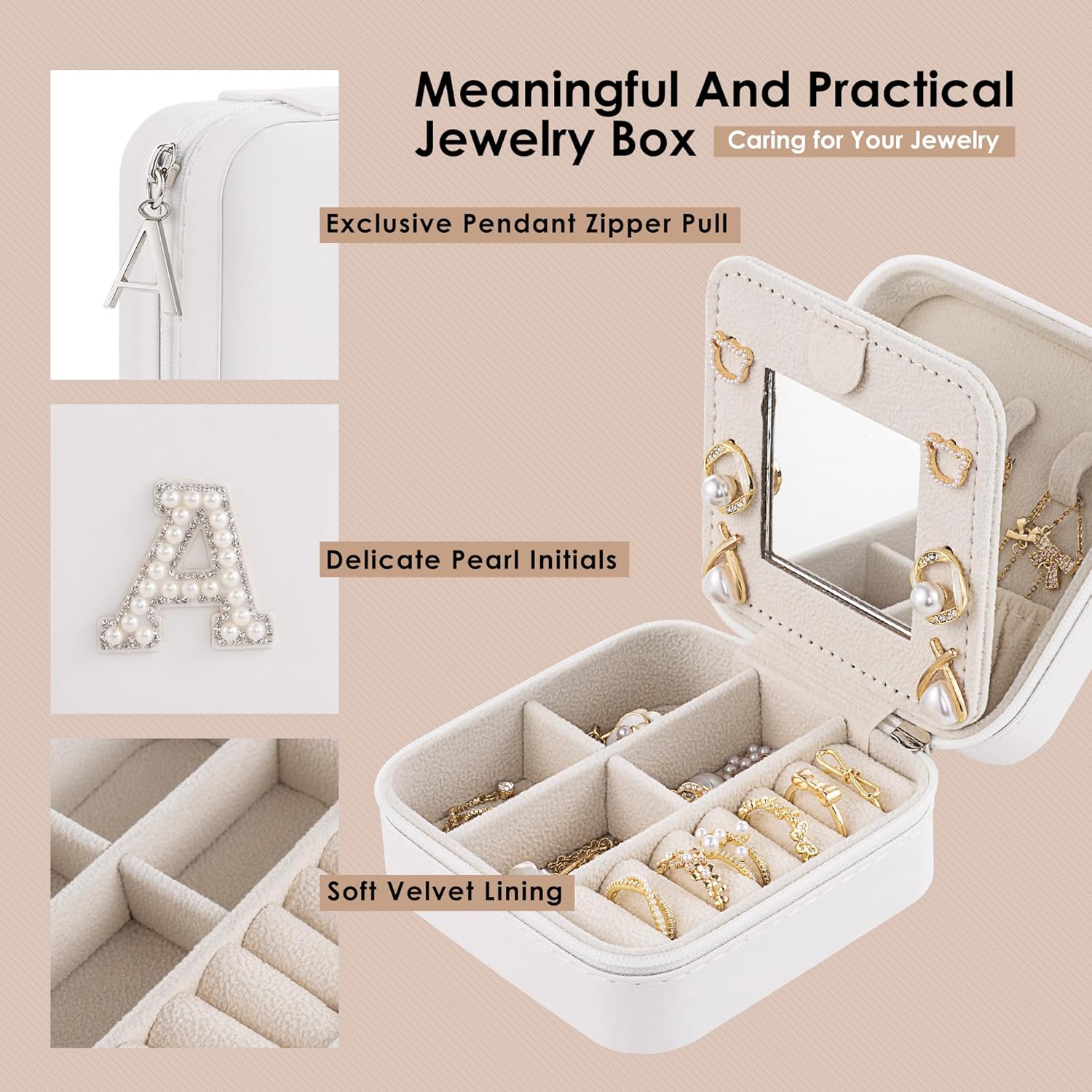 Birthday Gifts For Women, Initial Jewelry Box, Travel Jewelry Case, Gifts for Wife Girlfriend, Small Travel Jewelry Organizer, Gift for Girls, Graduation Gifts for Her, Bridesmaid Gifts