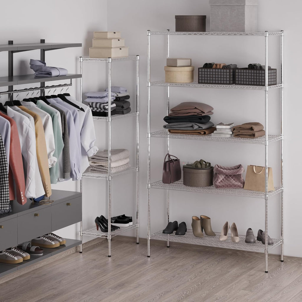 18" Deep x 48" Wide x 86" Height Wire Shelving Kit | 5-Tier | NSF Commercial Storage Rack Unit