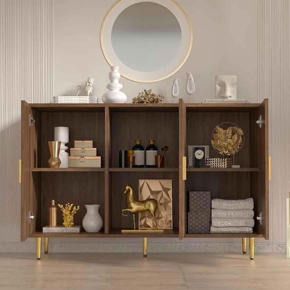 DIYART Rustic Brown Sideboard Buffet Cabinet, Accent Coffee Bar Cabinet with ...