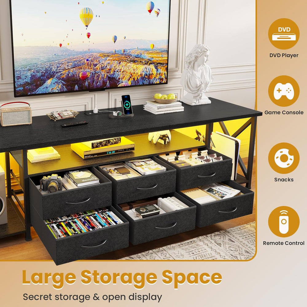 BTHFST TV Stand with LED Lights & Power Outlets, for TVs up to 85 Inches,...