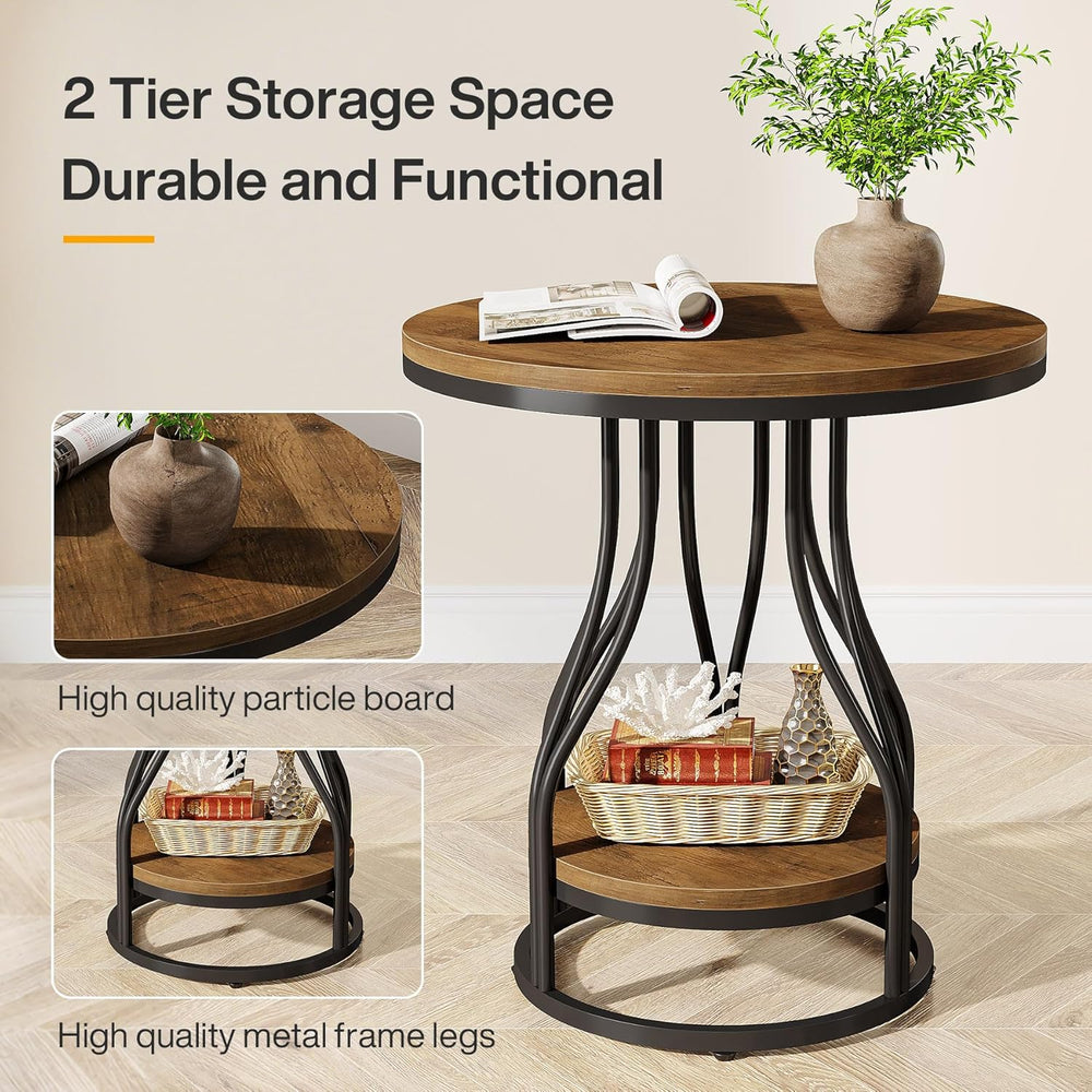 Tribesigns Round Side End Table 2-Tier End Tables Modern Bedside Table Small ...