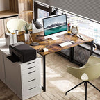 ODK 40 Inches Computer Desk for Home Office, Office Table for Small Spaces, Writing Desk with Headphone Hooks, Rustic Brown