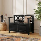 SIMPLIHOME Amherst 48" Wide Solid Wood Storage Bench in Coastal Blue | Transitional entryway bench with lift-up lid and hidden storage; perfect for mudrooms, hallways, or as a shoe bench.