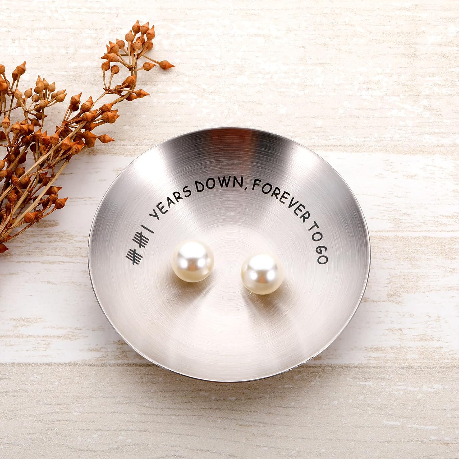 Cueillir Terre 11 Year Anniversary Steel Gift for Him Her, Steel Gifts for 11th Anniversary Jewelry Tray Ring Holder, 11th Anniverse Wedding Gifts for Men Women, Valentines Day Gift for Husband Wife
