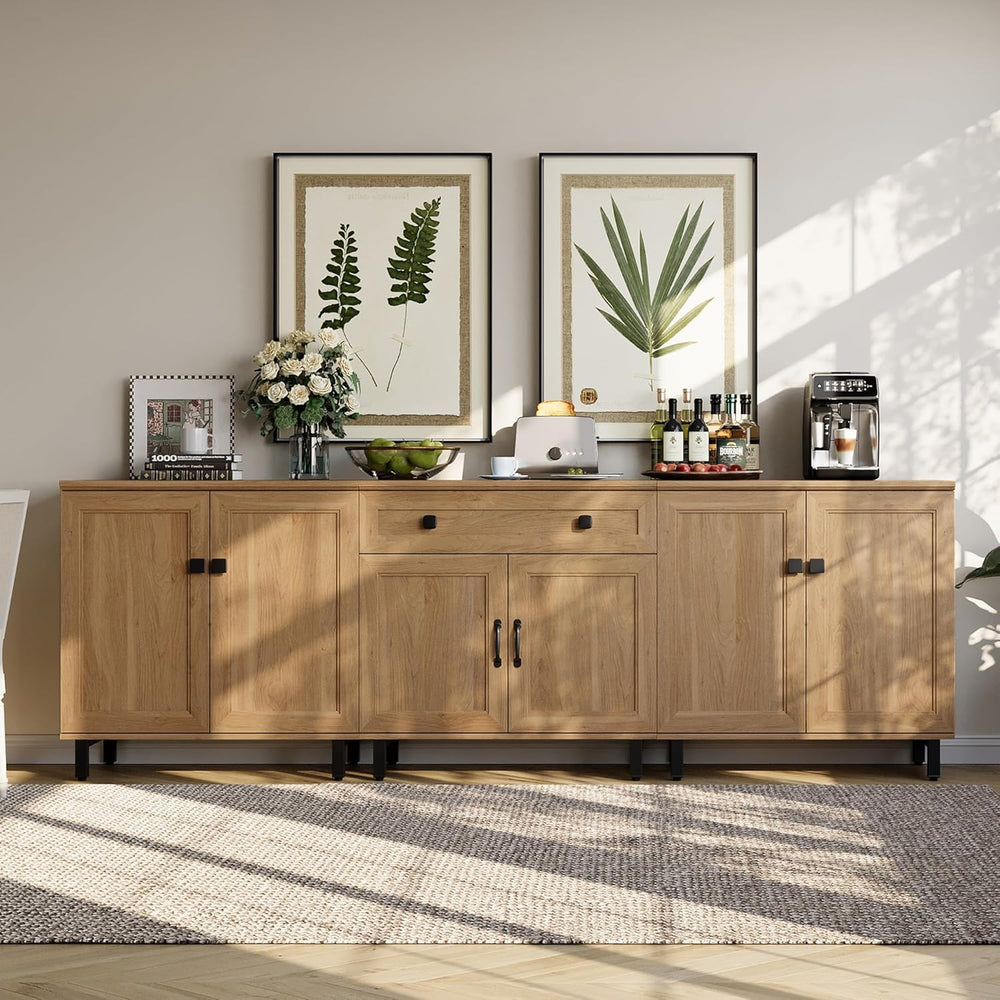 FENSULN Buffet Sideboard Cabinet Farmhouse 3 in 1 Modern Storage Cabinet with...