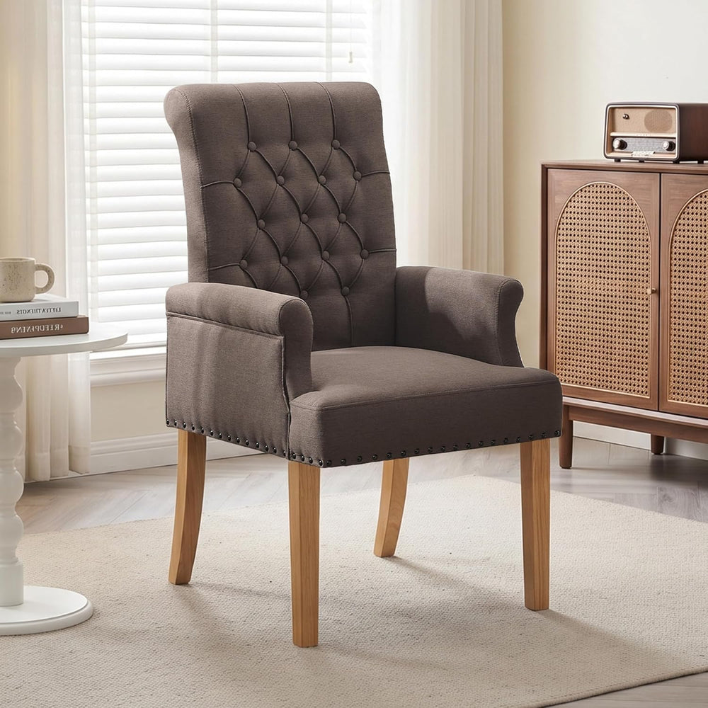 Upholstered Dining Chairs, Modern Fabric Dining Room Chairs with Arms, Tufted...