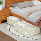EE-RoomWorld Under Bed Storage with Wheels, No Assemble Required 12 inches height Under Bed Storage bins,Large capacity Rolling Underbed Shoe Storage containers，dorm underbed storage drawers