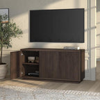 Henn&Hart Fluted TV Stand for TVs up to 55" with 3 Swing Out Ribbed Doors and Adjustable Shelves for Living Room, Family Room, or Office, Warm Brown