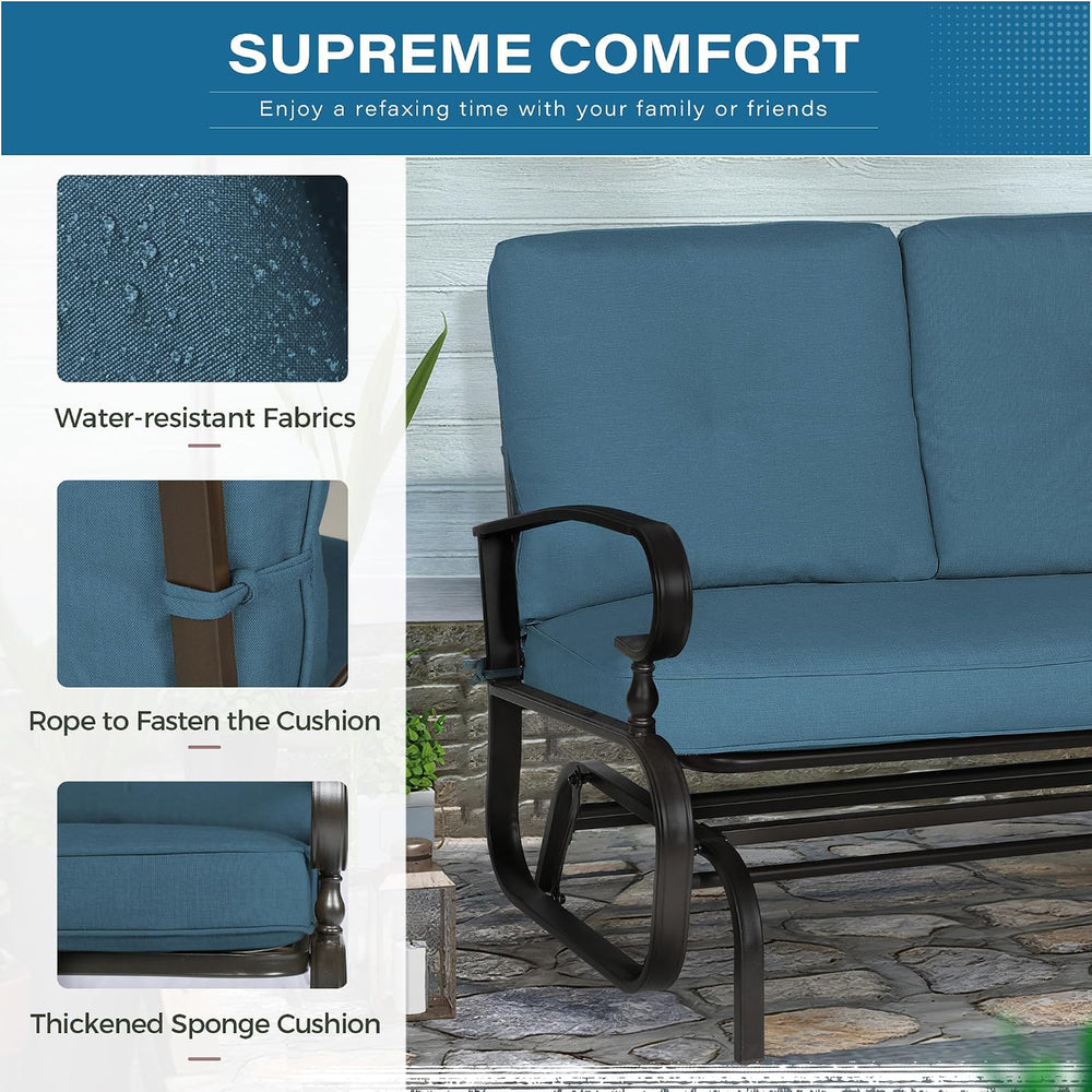 Crownland Outdoor Patio Glider Chair, Rocking Glider Bench for 2 Person, Porc...