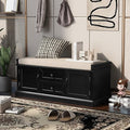 42″ Storage Bench with 2 Drawers and 2 Cabinets，Multipurpose Entryway Shoe Rack W/Removable Cushion，for Living Room Hallway Porch,Black
