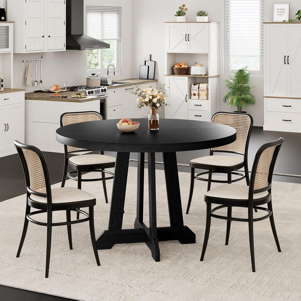 GarveeHome Round Dining Table for 4, 47 Inches Dining Room Table with Wooden ...