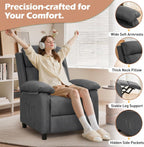 Korser Recliner Chair, Living Room Chairs for Adults, Padded Deep Seat Reading Chair with Side Pockets, Small Recliners for Small Spaces, Lounge Chair for Living Room, Bedroom, and RV (Linen)