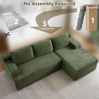 96.1" Modular Sectional Sofa Couches L-Shape Couch 3 Seat Modular Sofa Corduroy Memory Foam Sectional Boneless Couches for Living Room, Cloud Couch with Oversized Chaise(Green, Right Facing)