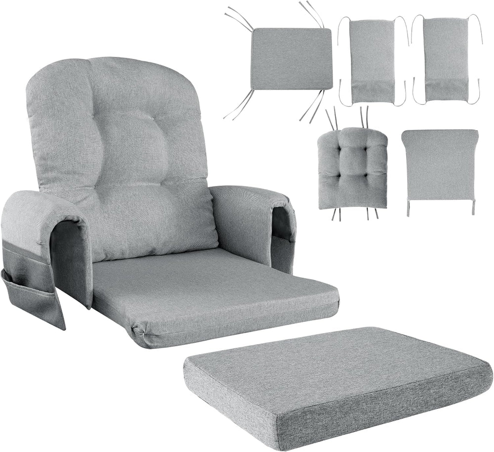 HOMBYS Glider Rocker Replacement Cushions with Storage Side Pocket,Linen-Like...