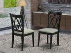 East West Furniture CLC-BLK-C Clarksville Dining Room Chairs - Linen Fabric Upholstered Wood Chairs, Set of 2, Black