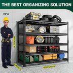 5-Tier 60" W X 24" D X 72" H Storage Shelves 3000LBS Garage Shelving Metal Storage Racks and Shelving Adjustable Heavy Duty Shelf Units for Basement Industrial(Black)