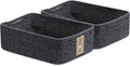 Large Shallow Organizing Baskets 15x11x5.1 Inches - Rope Woven Storage Bins for Bathroom, Shelves, Cube Closet, Mixed Black 2 Packs