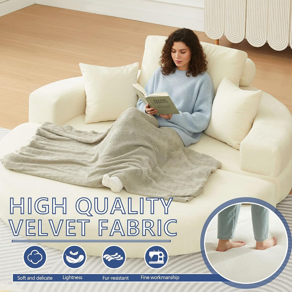 Mofolit 71" Couch Loveseat Folding Sofa Bed Convertible Round Floor Couc...