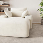 69” Oversized Chaise Lounge Chair Indoor, Modern Boneless Chaise Lounge Reading Chairs with 4 Side Pockets and 2 Cup Holders, Comfy Corduroy Sleeper Sofa Bed for Living Room Bedroom, Warm White