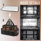 Wearable Cleaning Caddy, Cleaning Caddy Supplies Organizer with Handle & Shoulder Straps for Housekeepers, Under Sink & Car Cleaning Tool Organizers Bag with 4 Foldable Divider (Brown)