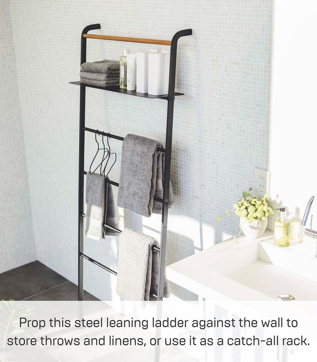 Yamazaki Home Leaning Ladder with Shelf, Space Saving
