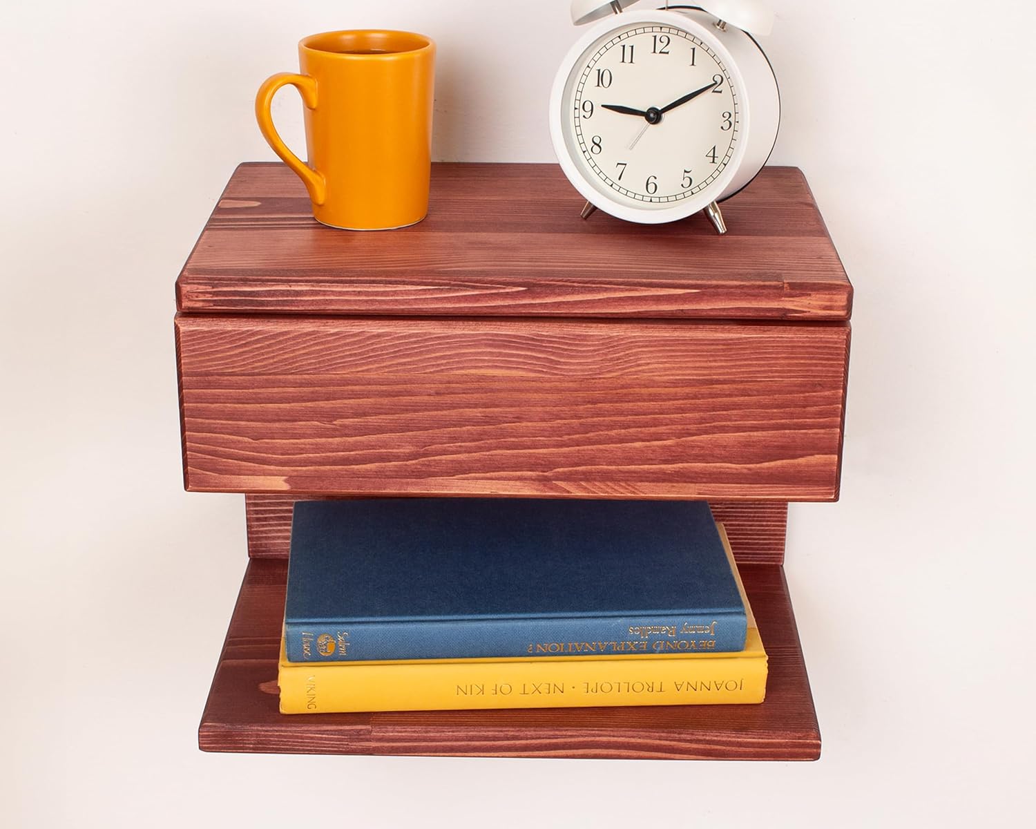 Floating Nightstand Side Accent or End Table with Storage Drawer, Wood Bedside Shelf, Handmade Floating Table (Rome)