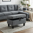 3-Piece L-Shaped Modular Leather Sofa – Convertible Sectional Couch with Movable Chaise & Storage Ottoman, Multi-Scene Use for Living Room, Apartment & Office, Dark Grey