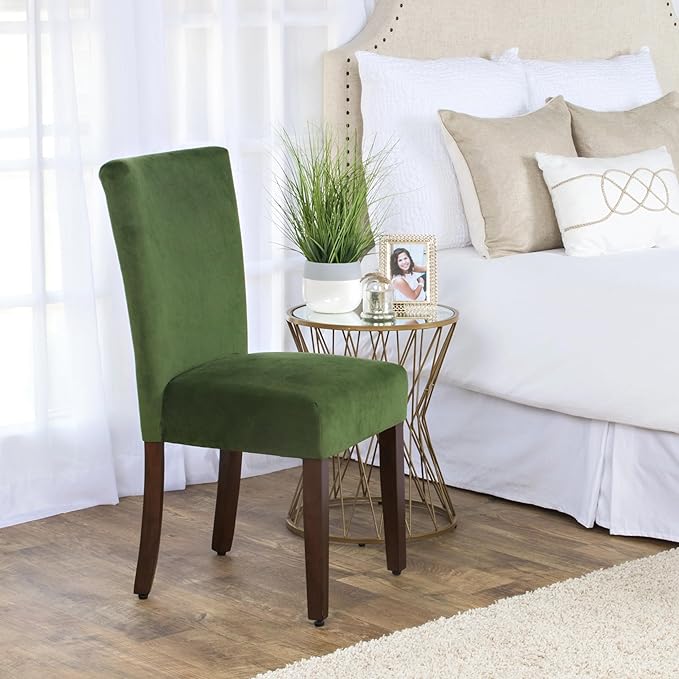 HomePop Parsons Classic Upholstered Accent Dining Chair, Set of 2, Dark Green...