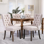 5 Piece Extendable Dining Table Set for 4-8 Person, Wooden Dining Room Table with 4 Chairs for Gatherings, Meeting for Small Kitchens, Dining Office Areas(Beige/Brown)