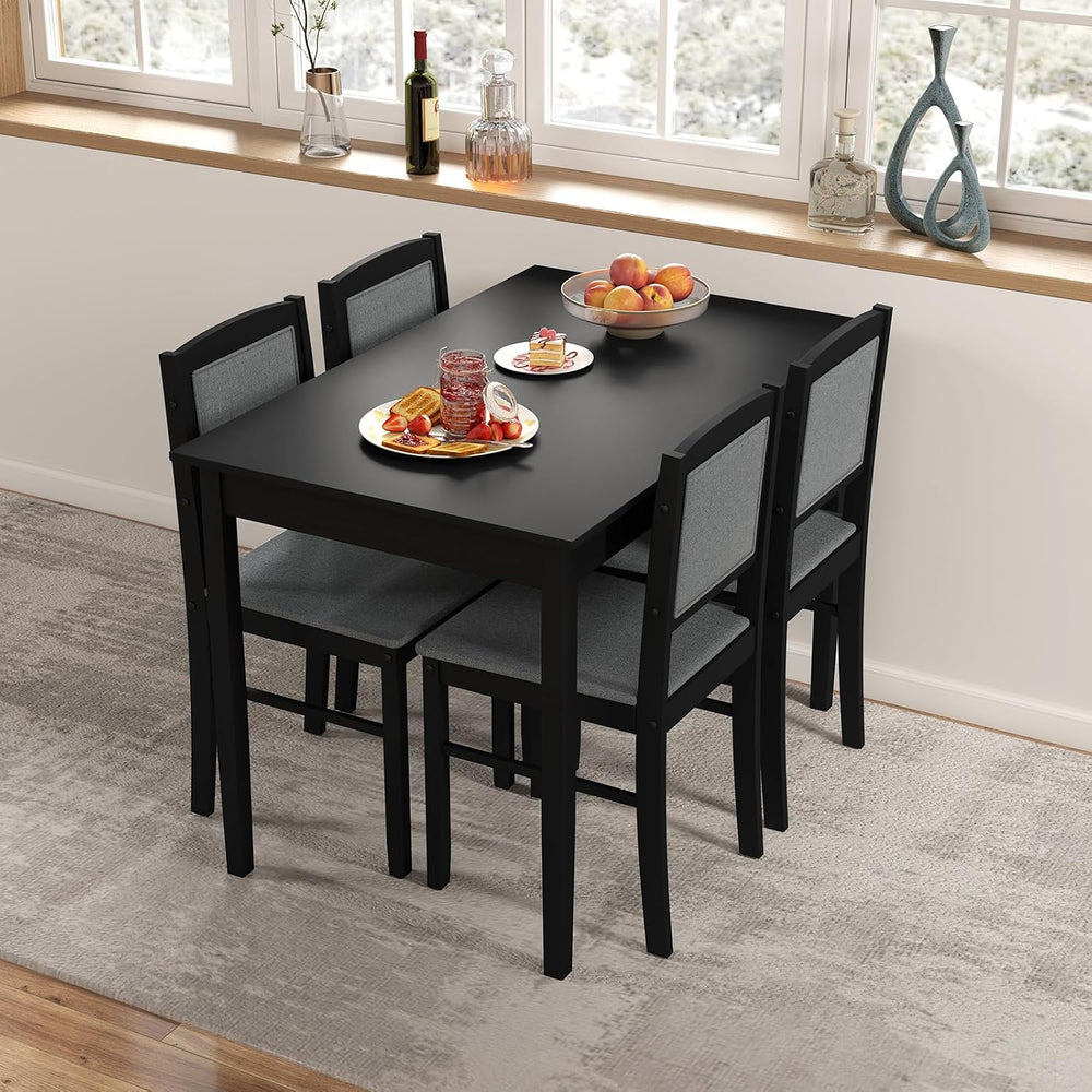 Giantex 5-Piece Dining Table Set for 4, Wooden Kitchen Table and Chairs with ...