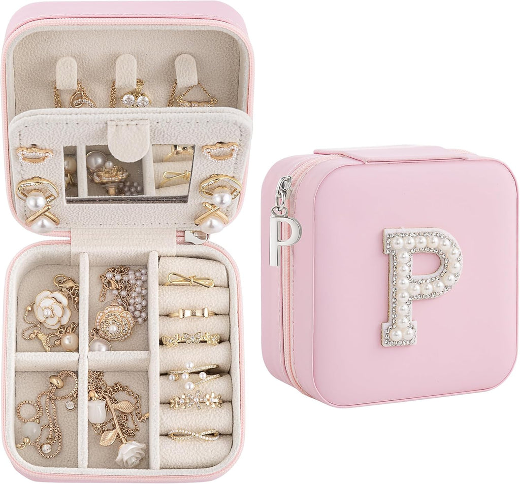 Birthday Gifts For Women, Initial Jewelry Box, Travel Jewelry Case, Gifts for Wife Girlfriend, Small Travel Jewelry Organizer, Gift for Girls, Graduation Gifts for Her, Bridesmaid Gifts