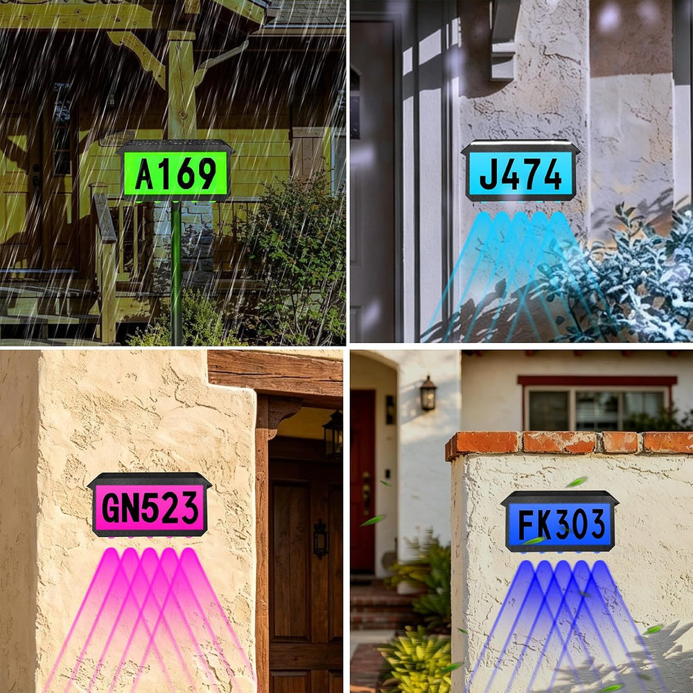 Solar Address Sign with Remote Control, 11 Lighting Colors, IP65 Waterproof