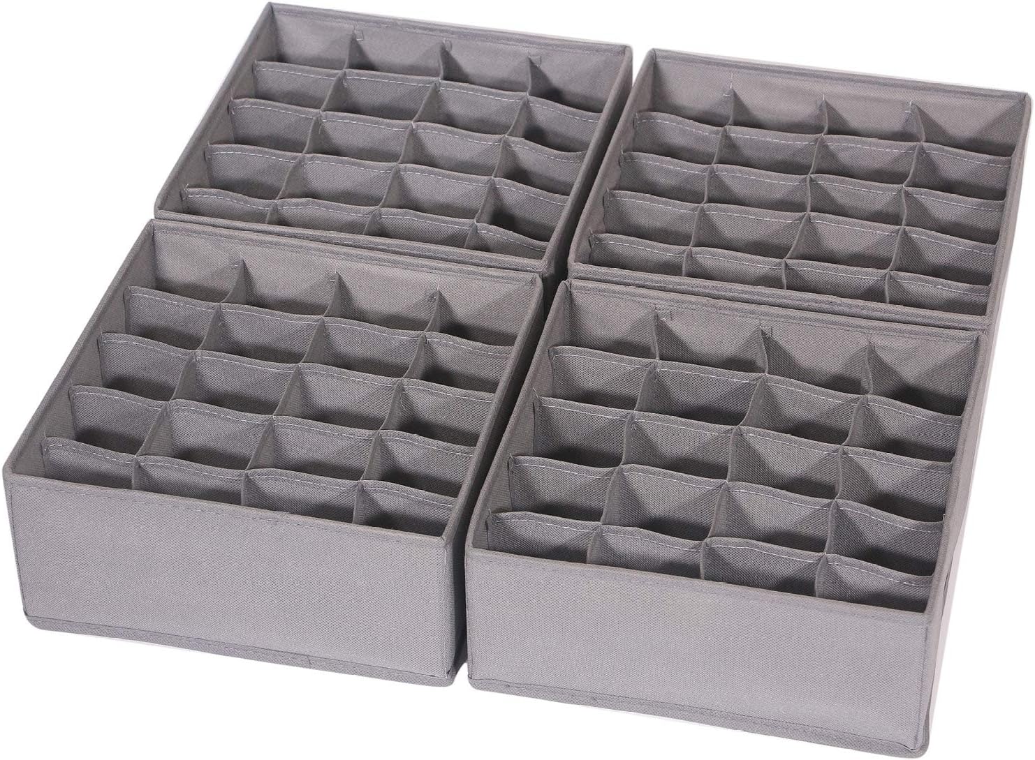 DIOMMELL 4 Pack Foldable Cloth Storage Box Closet Dresser Drawer Organizer Fabric Baskets Bins Containers Divider for Clothes Underwear Socks Lingerie Clothing, M Grey 40-0000