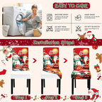 Christmas Chair Covers, Stretch Dining Room Chair Covers Set of 6, Christmas Decoration/Home Decor Chair Protector Slipcovers